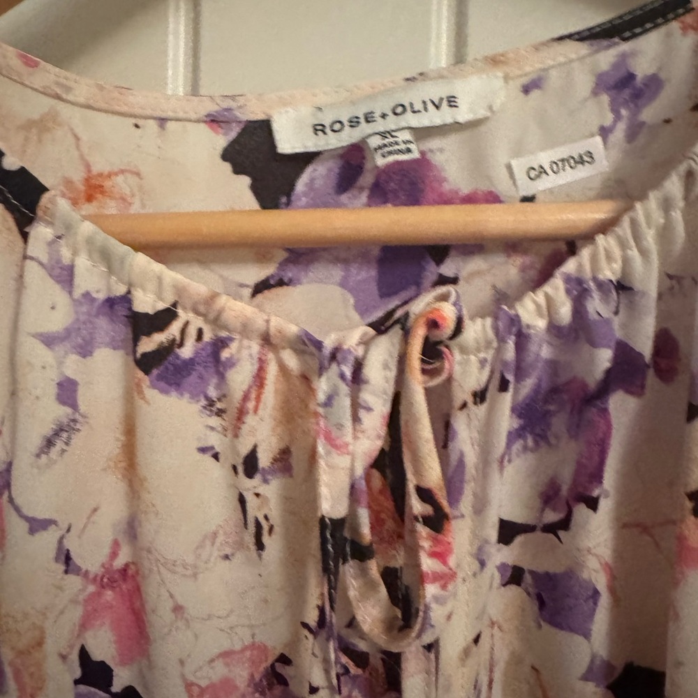 Rose & Olive Floral Blouse - Purple and Pink